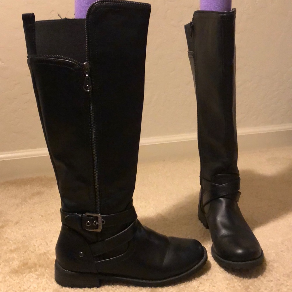 Guess black leather boots